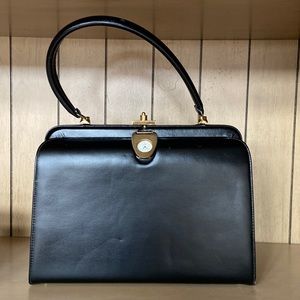 RARE Vintage Triangle New York Black Patent Leather Watch Handbag